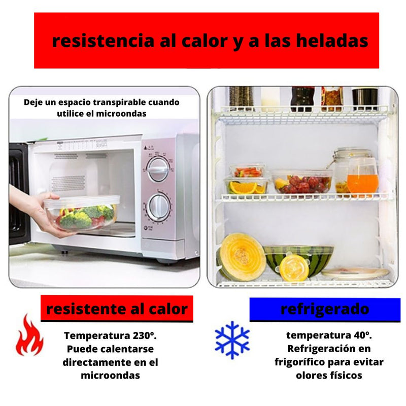 Tapa de Silicona para alimentos -Elástica Reutilizable Hermética